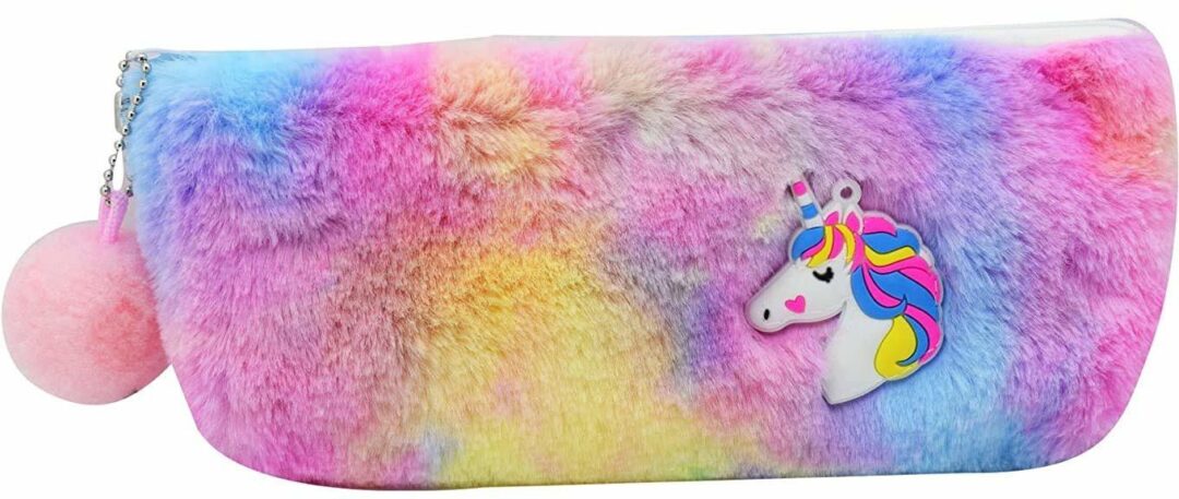 Cute Kids Collection Unicorn Fur Pouch Unicorn Feather Pencil pouch Makeup  Pouch Unicorn Pencil Bag Pouch for Girls