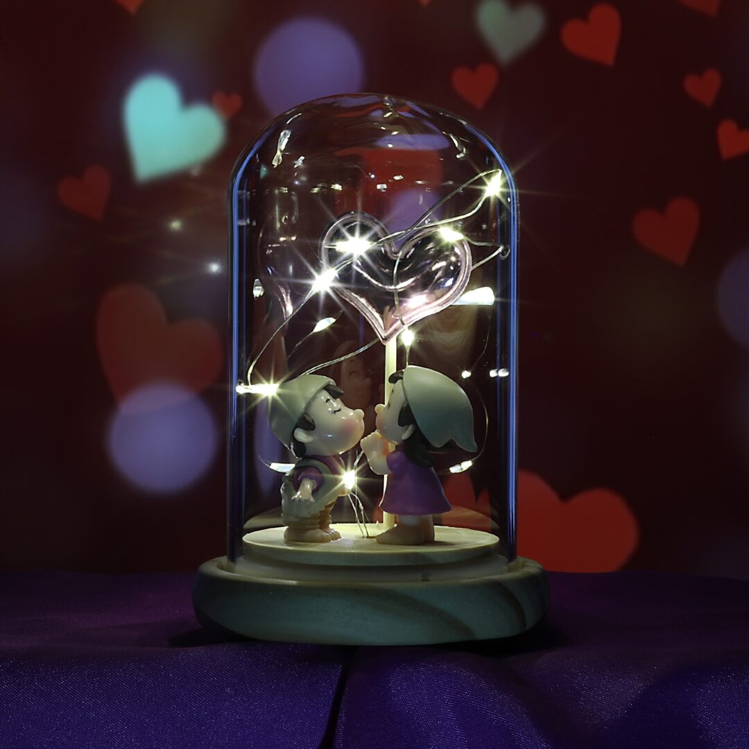 Musical Glitter Globe Featuring A Gnome Couple Kissing Gnome-Style And  Personalized With 2 Names