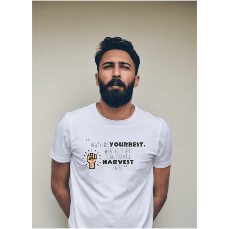 Poly Quote Printed T Shirt White Large