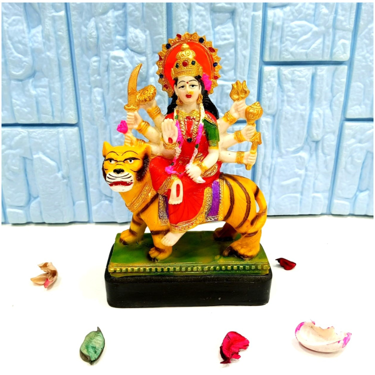 Goddess Nav Durga Devi Sherawali Mata Idol Showpiece for Home Mandir