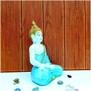 Handcrafted Meditating White texture Polyresin Buddha Figurine