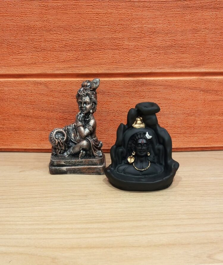 Lord Krishna Makhan Chor Idol Statue Showpiece | Adiyogi Smoke Fountain Statue