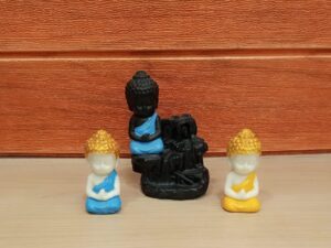 Black Textured Buddha Smoke Fountain Statue | Miniature Buddha Statues