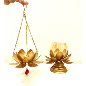 Lotus Shaped Metal Glass Tealight & Hanging Tealight Candle Holder