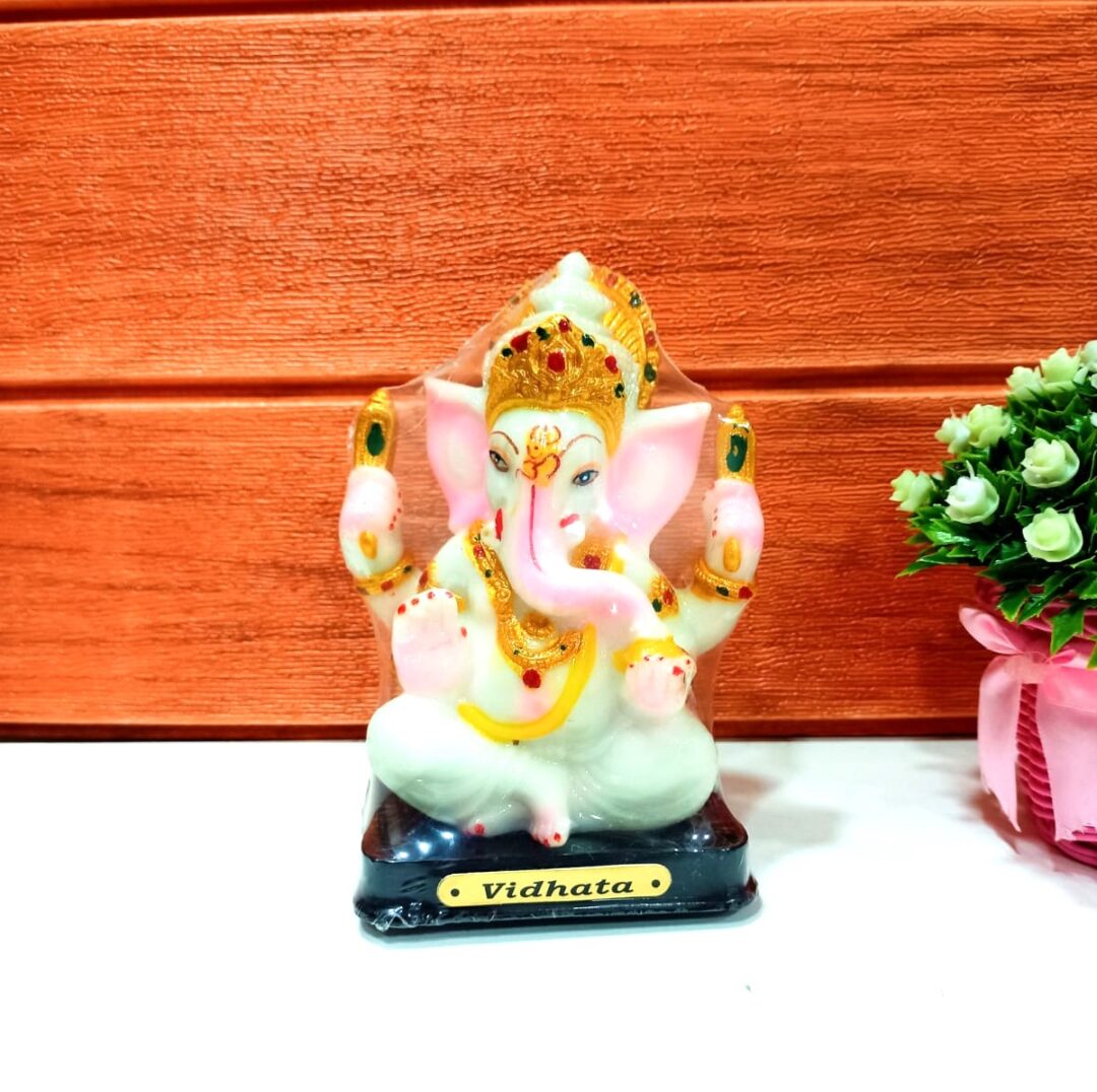 Resin Marble Finish Ganesh Ji Idol Statue Showpiece