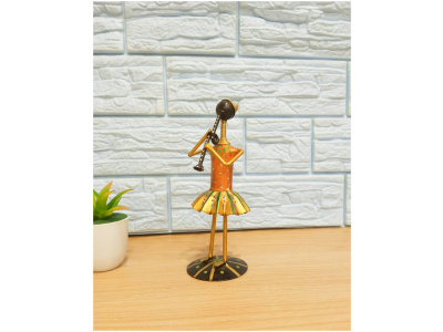 Handcrafted Metal Human Figurine | Ancient Musician Showpiece