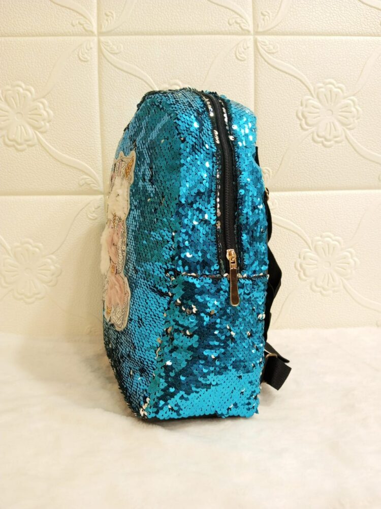 Cute Unicorn Sequins Backpack | Girls College Bag | Kid's Unicorn Bag (Blue)