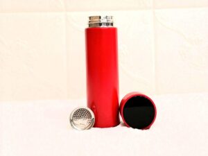 Insulated Steel Hot and Cold Temperature Display Bottle red