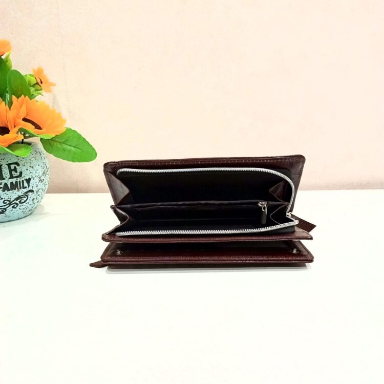 Women Casual Brown Genuine Leather Wallet
