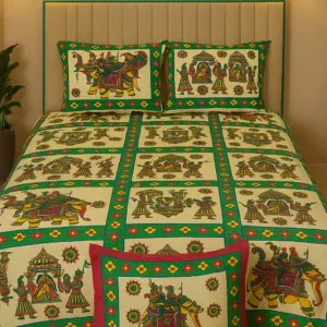 Ethnic printed cotton bedsheet