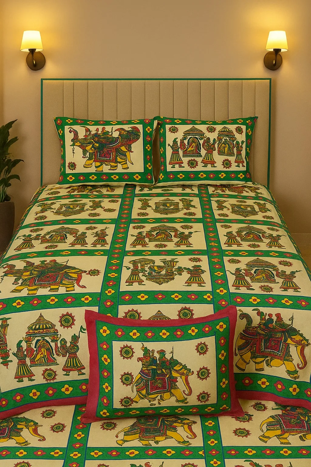 Ethnic printed cotton bedsheet