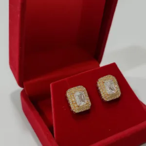 Rectangular diamond earrings
