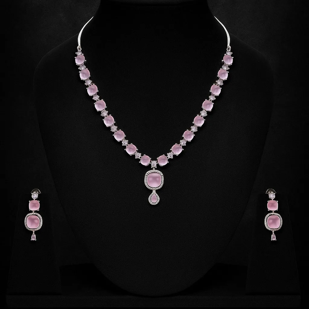 Pink stone necklace