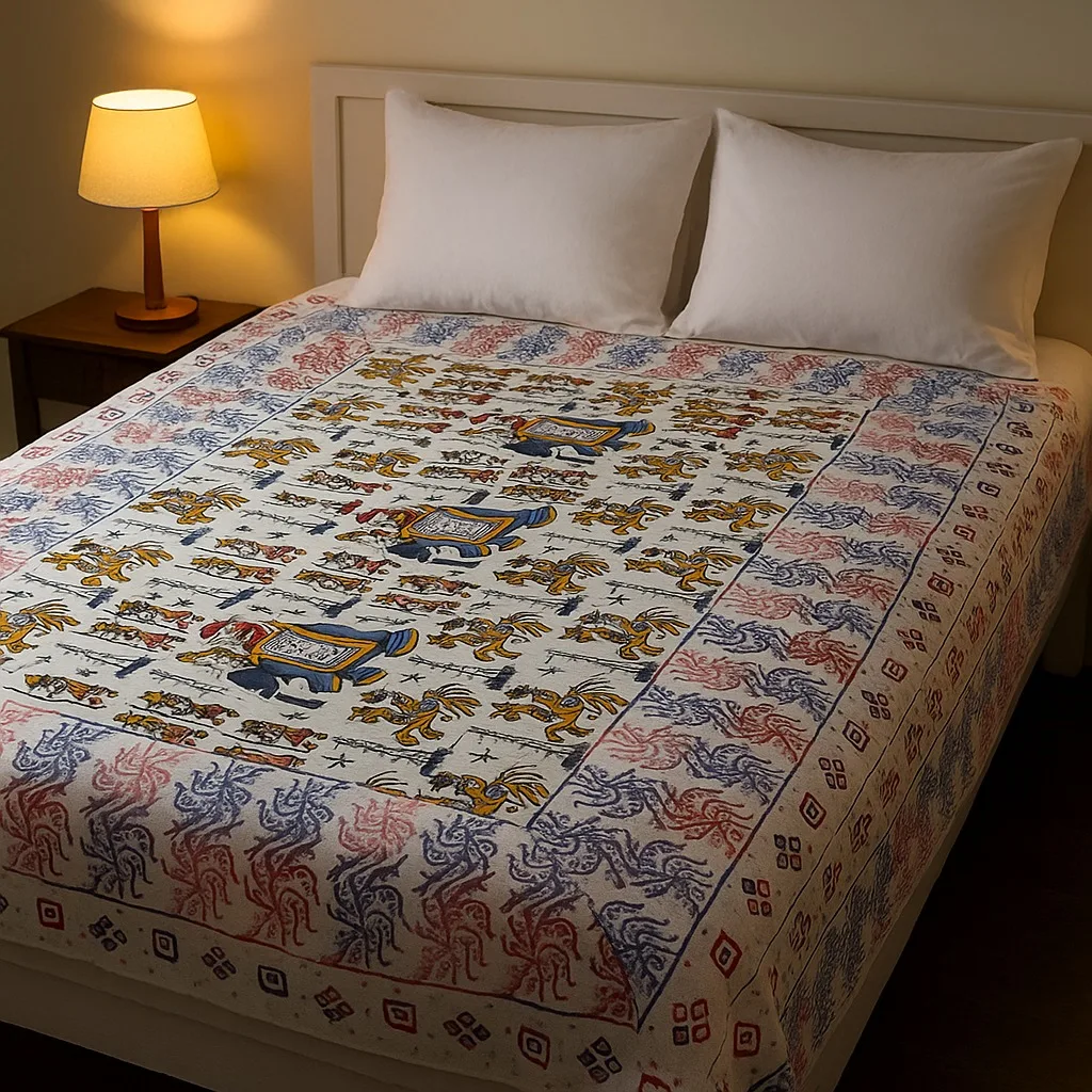 Hand block print bedsheet