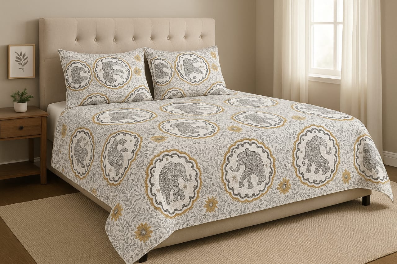 Elephant print bedding set