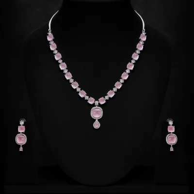 Pink stone necklace
